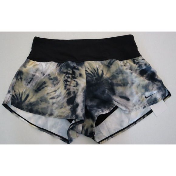Nike NESSC331 001 Women's Sz Large Black Tie Dye Lined Swim Shorts $58+ - Picture 1 of 9